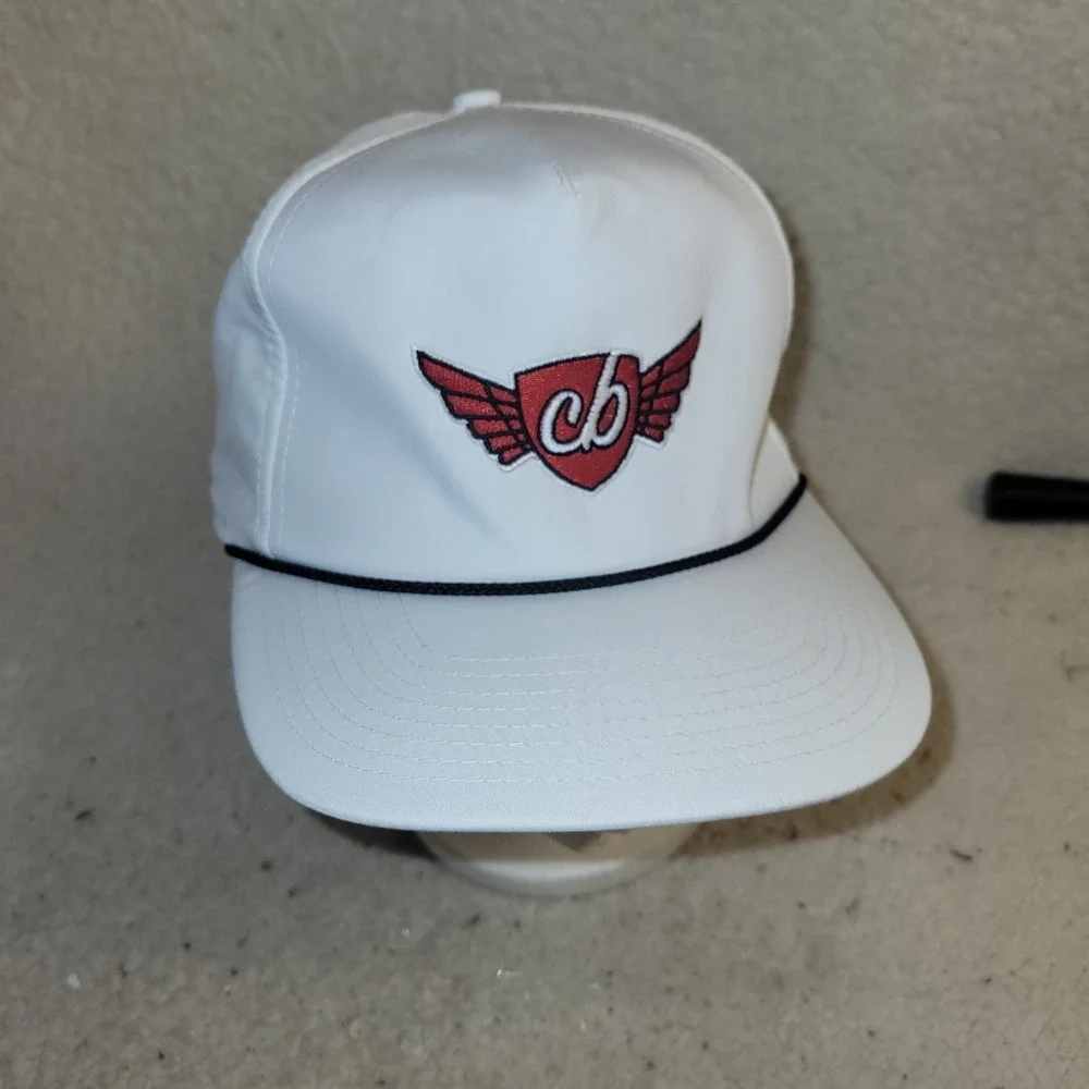 Imperial White Snapback Hat Embroidered Logo Cap Cord Trim Adjustable CB...